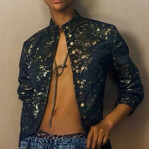 ZARA METALLIC JACQUARD TOP x KATE MOSS